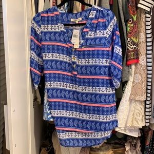 Blue and pink blouse